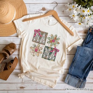 Floral Mama Coquette T-Shirt, White and Natural Boho Tee for Sweet and Stylish Moms| OrnamentallyYou - 1 of 4