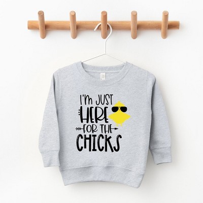 The Juniper Shop I'm Just Here For The Chicks Toddler Graphic Sweatshirt