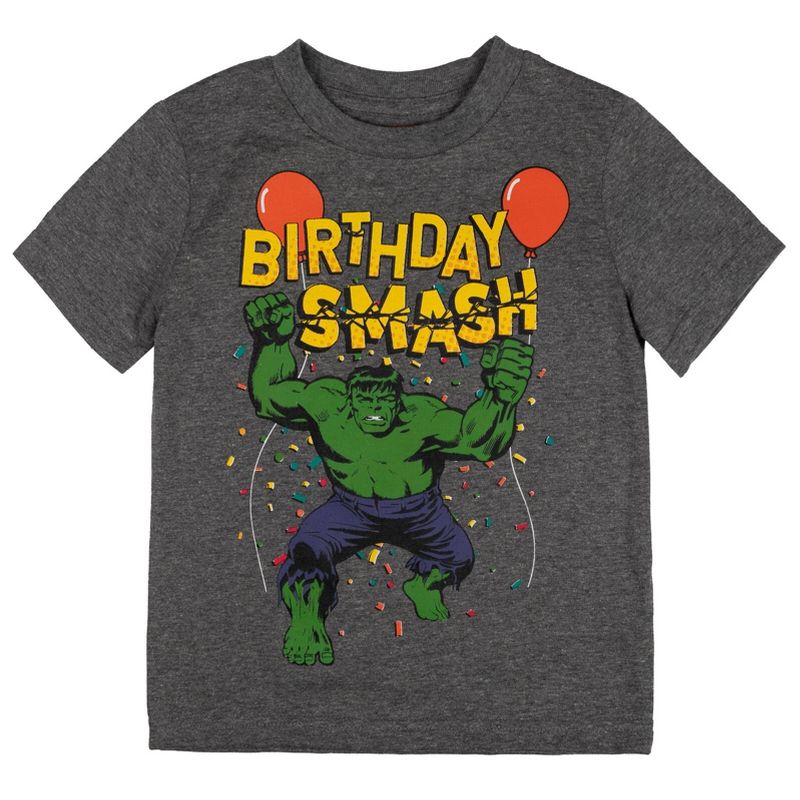Marvel Avengers Spider-Man Captain America Hulk Birthday T-Shirt Little Kid to Big, 1 of 9