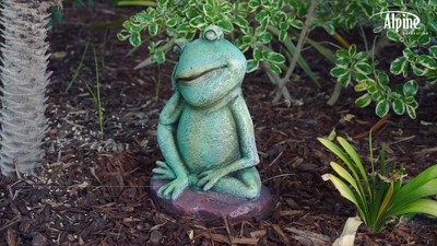 15" Green Magnesium Oxide Pensive Frog Lawn Decoration