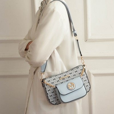 MKF Collection Ciri Crossbody Women's Double Bag Versatile, Monogram Design by Mia K- Light Blue — фото 3