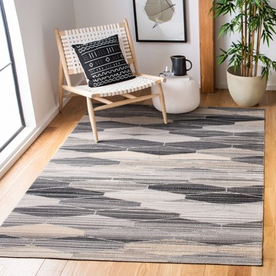Grey and Dark Grey Geometric 6' x 9' Synthetic Area Rug