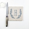 Personalization Mall Farmhouse Floral Personalized Letter Tumbled Stone Coaster Set - 2 of 4