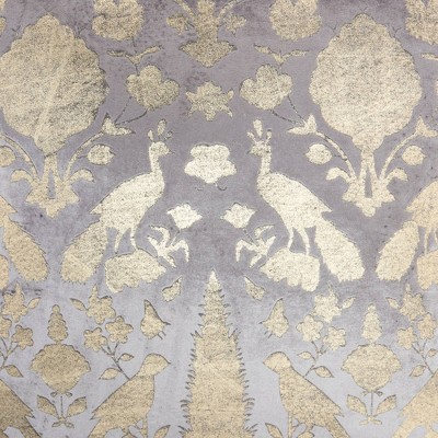 20"x20" Gray Velvet Throw Pillow with Gold Foil Birds