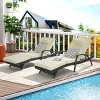 Outdoor Patio Chaise Lounges, Patio Adjustable Recliner up to 150° with Removable Cushions, Armrest Wicker Long Reclining Chaise-Coolbibila - 2 of 4
