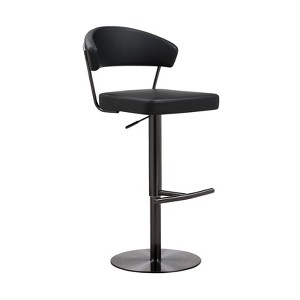 Cosmo Performance Vegan Leather on Black Steel Barstool in Black - 1 of 4