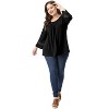 Agnes Orinda Women's Plus Size Plain Cut-Out Gathered Patchwork Long Sleeve T-Shirt - 3 of 4