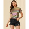 Allegra K Women's Party Metallic Short Sleeve Textured Shiny T-shirts - 2 of 4