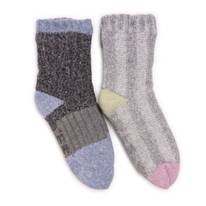 MUK LUKS Women's Color Blocked Sweater Cabin Socks 2 Pair Pack - 1 of 2