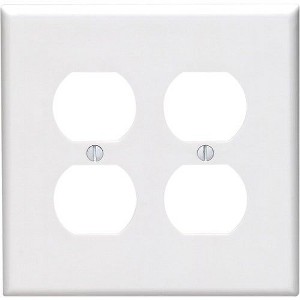 Leviton Mid-Way 2-Gang Smooth Plastic Outlet Wall Plate, White - 1 of 1
