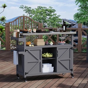 coucheta Grill Cart with Stainless Steel Tabletop, Outdoor Cart with Storage Cabinet, Spice Rack, Towel Holder, Patio Kitchen Island for BBQ - 1 of 4