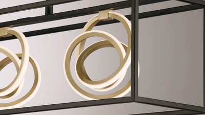 Modern Black Metal LED Pendant Chandelier with Gold Accents