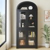 71" Tall Arched Bookshelf -  5 Tier Kitchen Cabinets, Wooden Bookcase Storage Cabinet with 4 Glass Doors, for Living Dining Room Office - 3 of 4