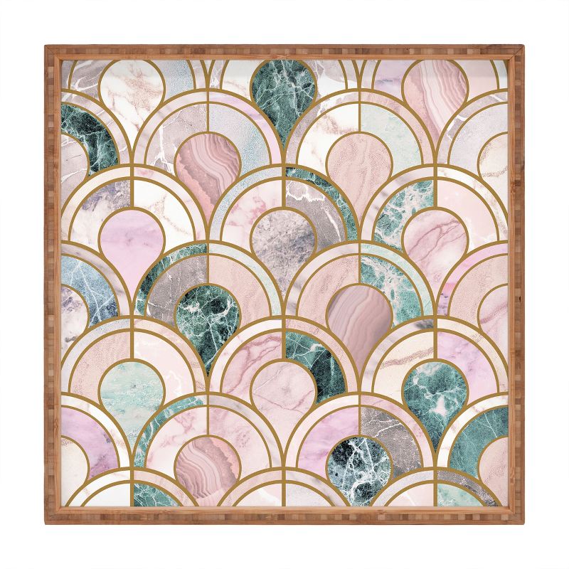Emanuela Carratoni Rose Gold Marble Inlays Square Bamboo Tray - Deny Designs, 1 of 7