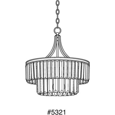 Silver Ridge Prismatic Glass 5-Light Bronze Drum Pendant