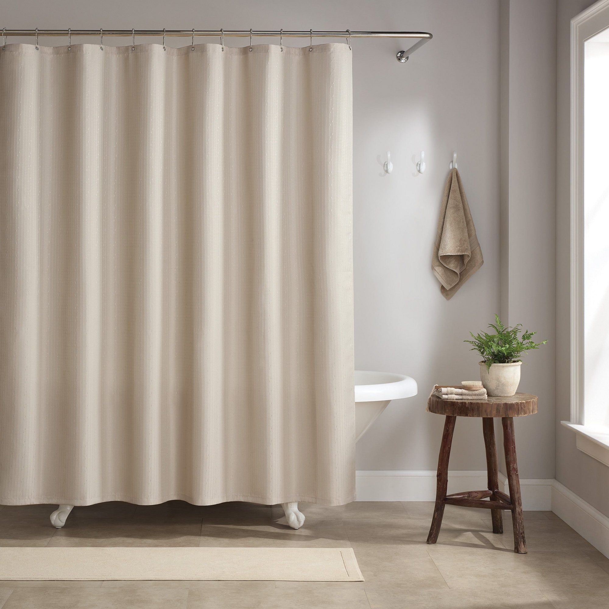 Host & Home Poly Shower Curtain Set 72x72 Raindrop Almond Milk