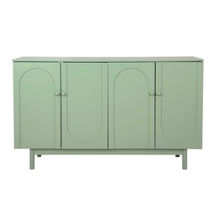 TIRAMISUBEST Green 4-Door Intaglio Storage Cabinet with Pine Legs, Solid Wood Pulls, Adjustable Shelf, and 220 lbs Load Capacity - 1 of 4