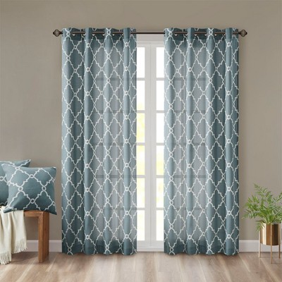 Lycvki Fretwork Print Grommet Top Window Curtain Panel(Only 1 Pc Panel)