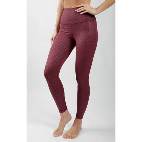 90 Degree By Reflex - Women's Interlink Printed High Waist Elastic Free 7/8  Ankle Legging - Mauvewood - X Large