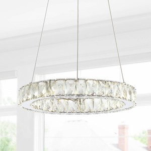 15.75" Metal/Crystal Adjustable Reese Pendant, Integrated LED, ETL Listed - JONATHAN Y - 1 of 4