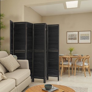 MAYEERTY Wood Room Divider, 5.6Ft, Freestanding Louvered Folding Privacy Screen - 1 of 4