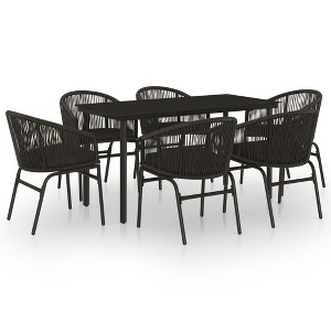 vidaXL Patio Dining Set Outdoor Dining Set Table and Chair Set for Garden - Black 55.1" Table Length 6 Items - 1 of 4
