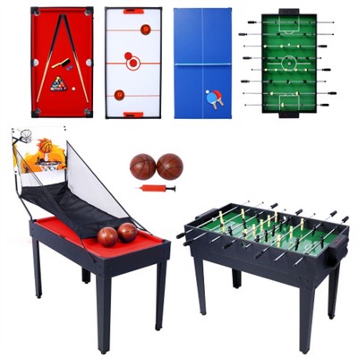 YONWAY 5-in-1 Multi-Game Table - Billiards, Push Hockey, Foosball, Ping Pong and Basketball