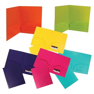JAM 6pk 2 Pocket Heavy Duty Plastic Folders - Fashion Colors