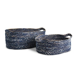 Plum & Post Denim Oval Baskets, Set Of 2 - 1 of 3