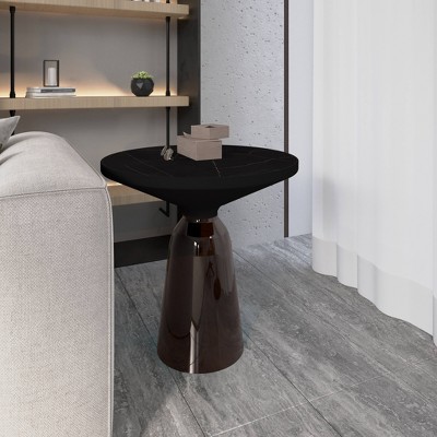Modern Black and Grey Glass Round Side Table