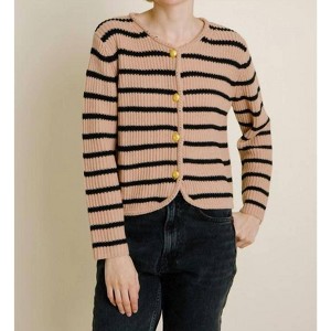 Women's Jerilyn Striped Corded Cardigan - Aureum - 1 of 4