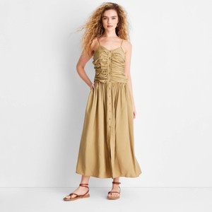 Women's Ruched Midi Tank Dress - Future Collective - 1 of 3