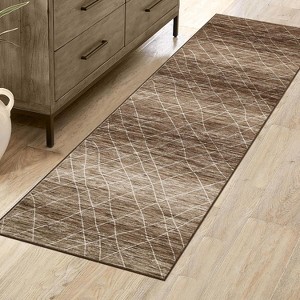 Boho Chic Washable Thin Area Rug, Elegant Foldable Non Slip Carpet for Entryway, Living Room, Bedroom - 1 of 4