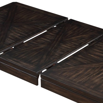 Espresso Extendable Wood Dining Table with Locking Leaf