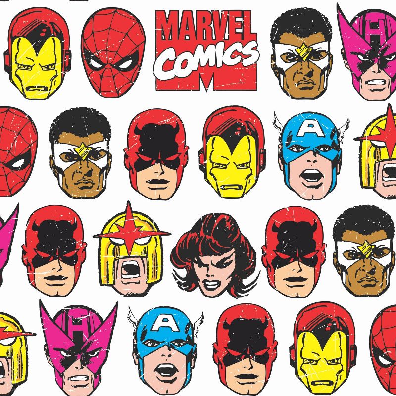 Marvel Comics Classic Faces Peel &#38; Stick Kids&#39; Wallpaper - RoomMates, 1 of 9