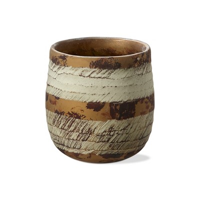 tag Textured Cut Hurricane Blown Glass Small Candle Holder, 4.7 x 4.7 x 4.7 in.