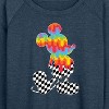 Women's - Disney - Mickey Silhouette Drip Checker Lightweight French Terry Wide Neck Long Sleeve Shirt - 2 of 4