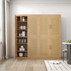 62"x62"x16" Wood Grain Buffet Cabinet, Storage Organizer with Adjustable Shelves and Rattan Doors for Kitchen Bedroom Living/Dinning Room - 3 of 4