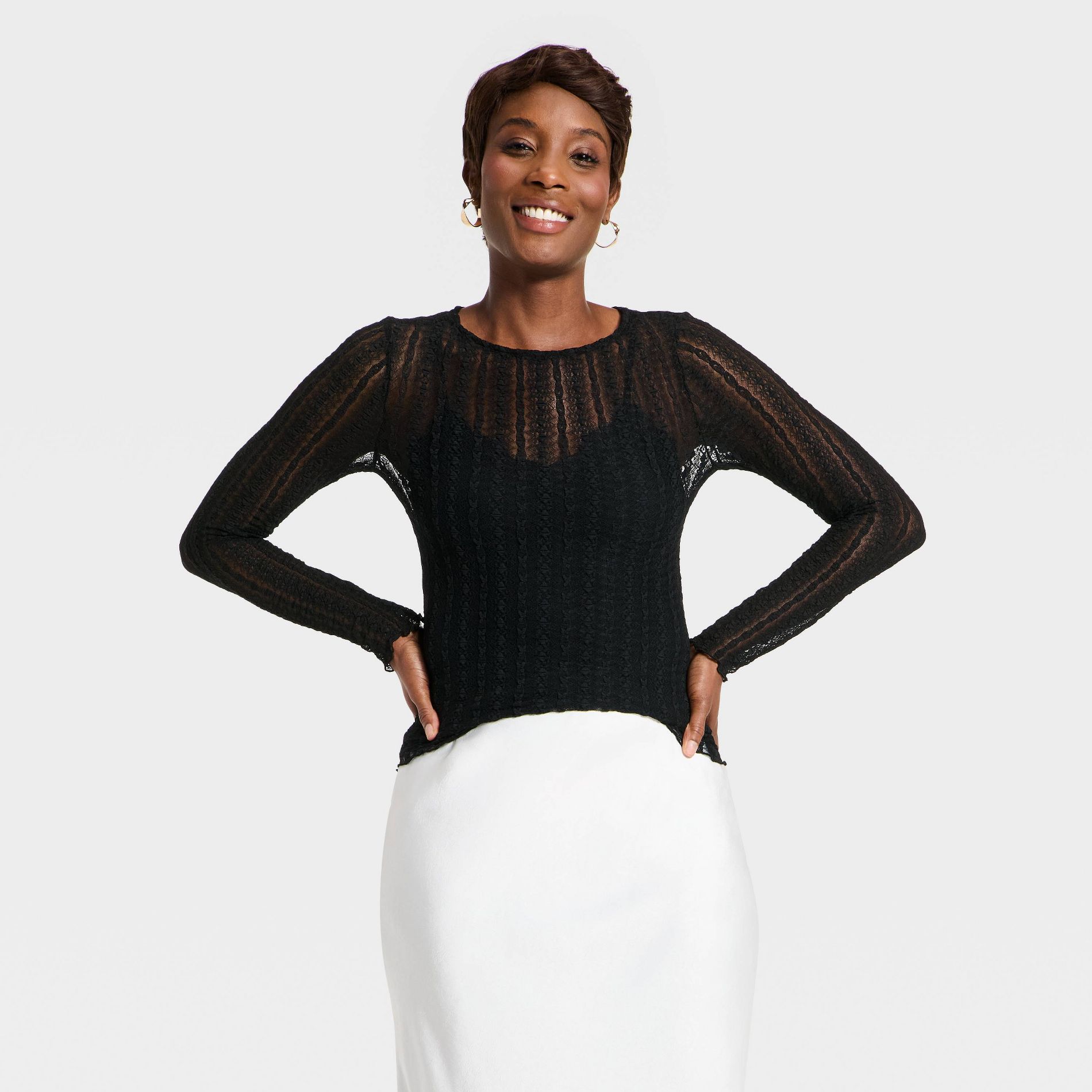 Women's Long Sleeve Lace Top - A New Day™
