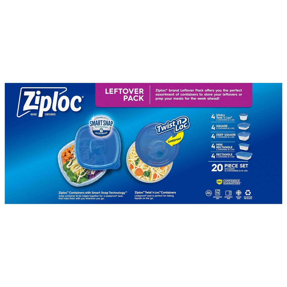 20-Count Ziploc Leftover Pack Food Storage Container