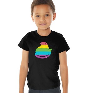 Rainbow Striped Easter Peep Kids T Shirt for Toddlers, Black - 1 of 4
