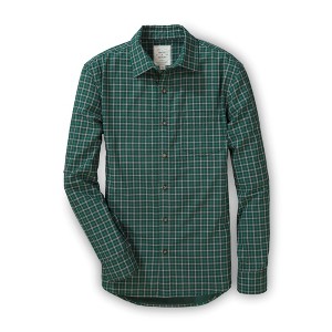 Hope & Henry Mens' Convertible Double Weave Button Down Shirt (Green and Gray Check, Small) - 1 of 4