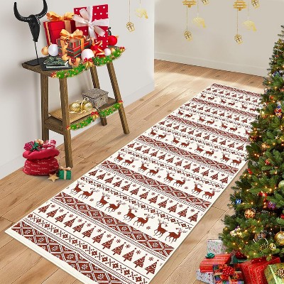 Christmas Area Rug 2x3 Washable Snowflake Carpet Non Slip Holiday Decorative