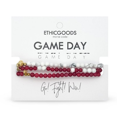 Morse Code Game Day Stacker Bracelets: White & Maroon | ETHICGOODS