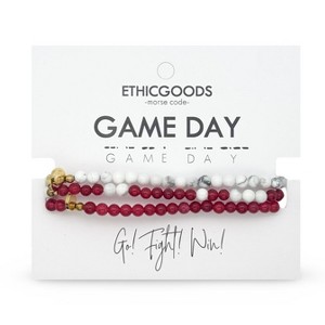 Morse Code Game Day Stacker Bracelets: White & Maroon | ETHICGOODS - 1 of 4