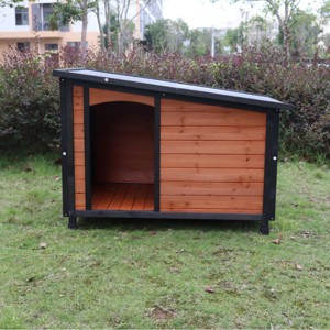 LAOTIES 46" Wooden Outdoor Indoor Dog House for Large Dogs,Pet Shelter with Raised Feet,Durable Solid Wood Construction - 1 of 4