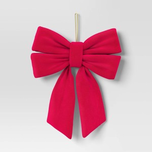 12" Christmas Velvet Bow Hot Pink - Wondershop™ - 1 of 3