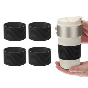 Unique Bargains Silicone Protective Heat Resistant Non Slip Coffee Cup Sleeve 4 Pcs - 1 of 4