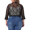 Agnes Orinda Women's Plus Size Tie Front Lace Hollow Out Lightweight Crop Shrugs - 4 of 4
