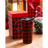 Evergreen Ceramic Travel Cup, 17 OZ. ,w/box, Red & Black Buffalo Plaid - 2 of 3